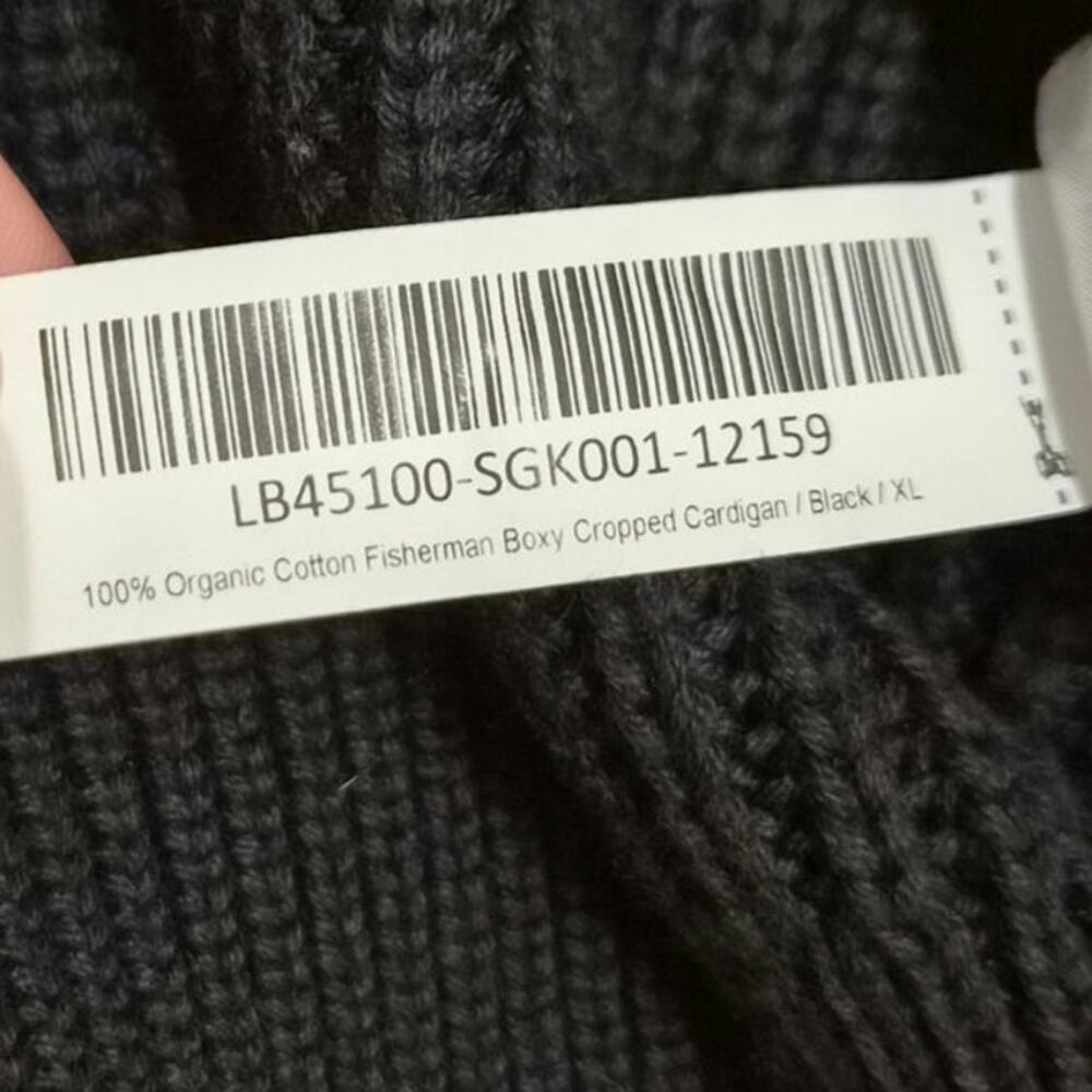 Quince Fisherman Boxy Cropped Cardigan XL Black NWT 100% Organic Cotton - Picture 7 of 7
